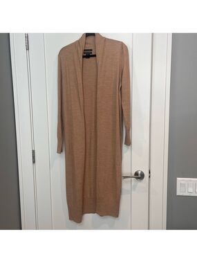 Tan Merino Wool Cardigan L